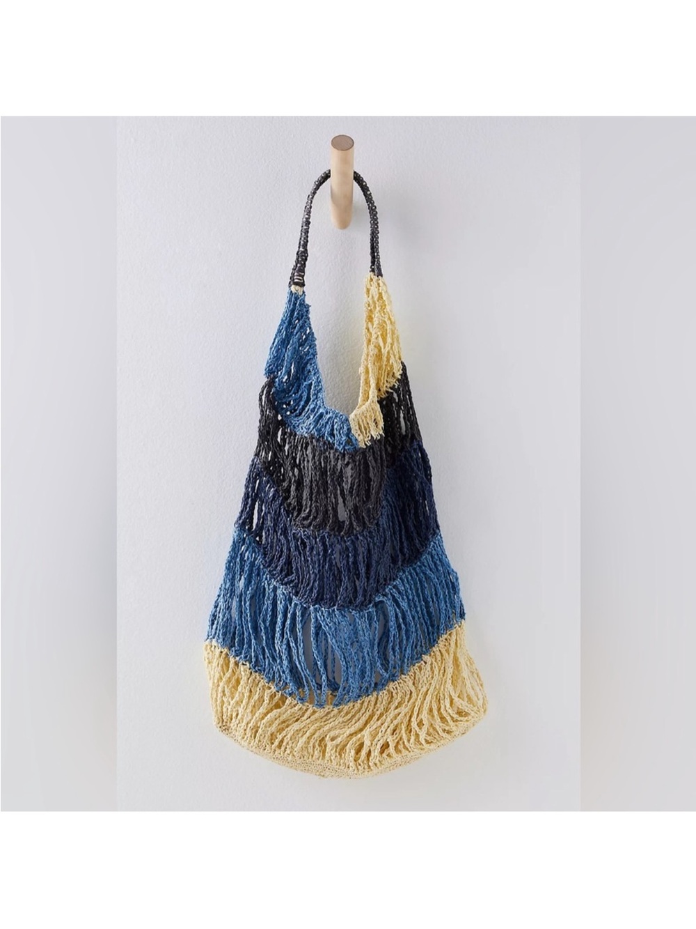 RARE Free People! A Day In Ibiza Woven Tote In Blue/Cream NWOT!